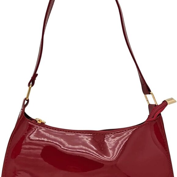 Handbags - Stylish Women’s Wine Red Glossy Bag: Perfect Zipper Clutch for All Occasions